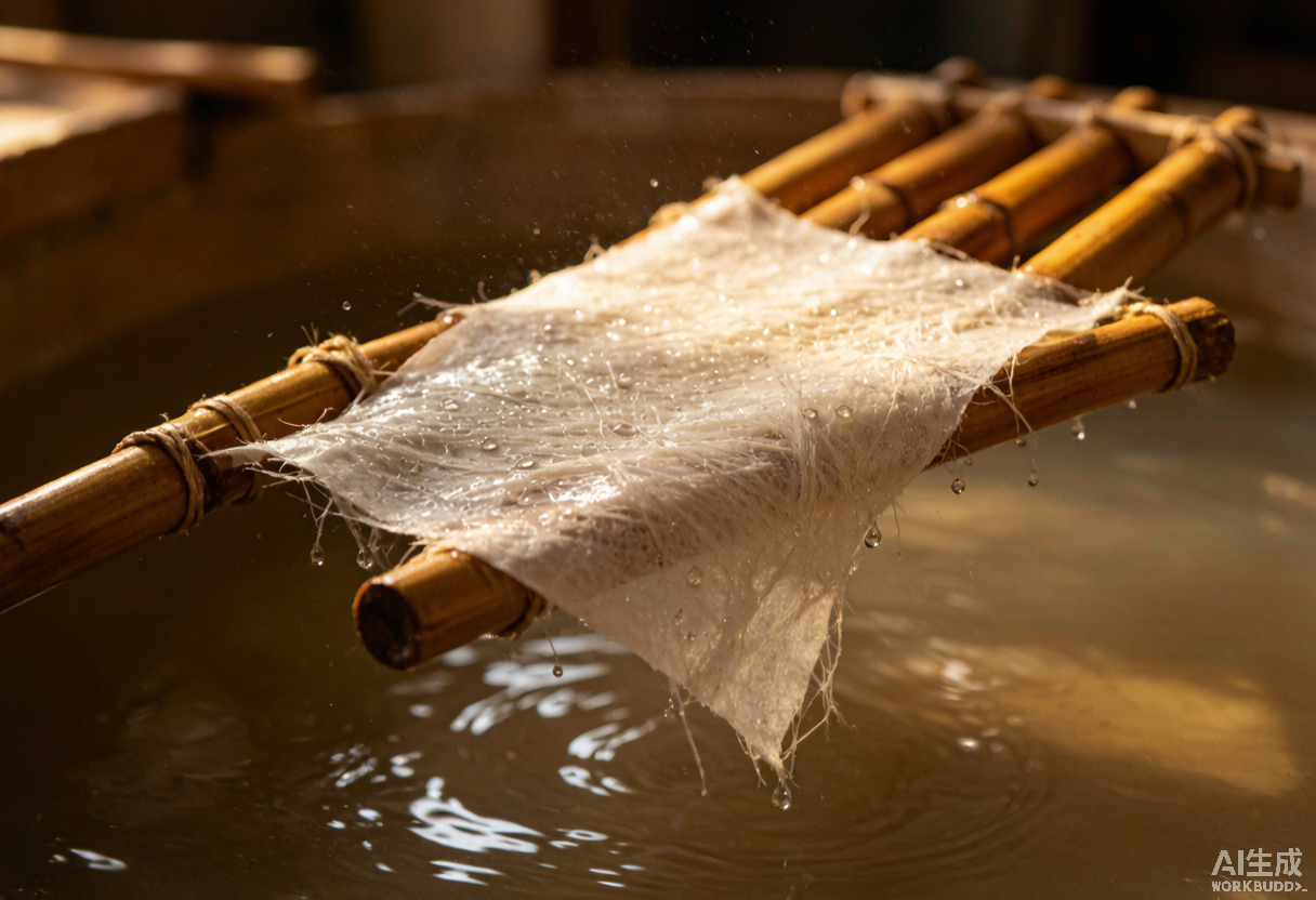 A bamboo screen used for sheet forming