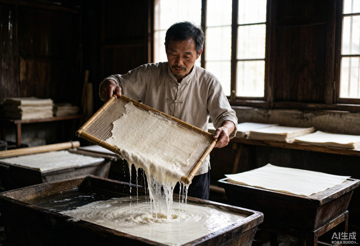 Paper drying on sun-facing walls
